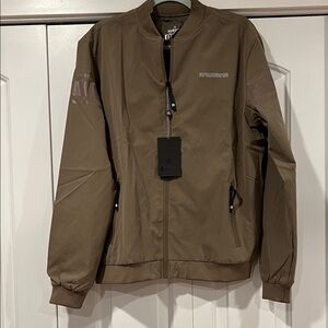 RawGear Men's Walnut Tan Full Zip Windbreaker Bomber Jacket Zipper Pockets small